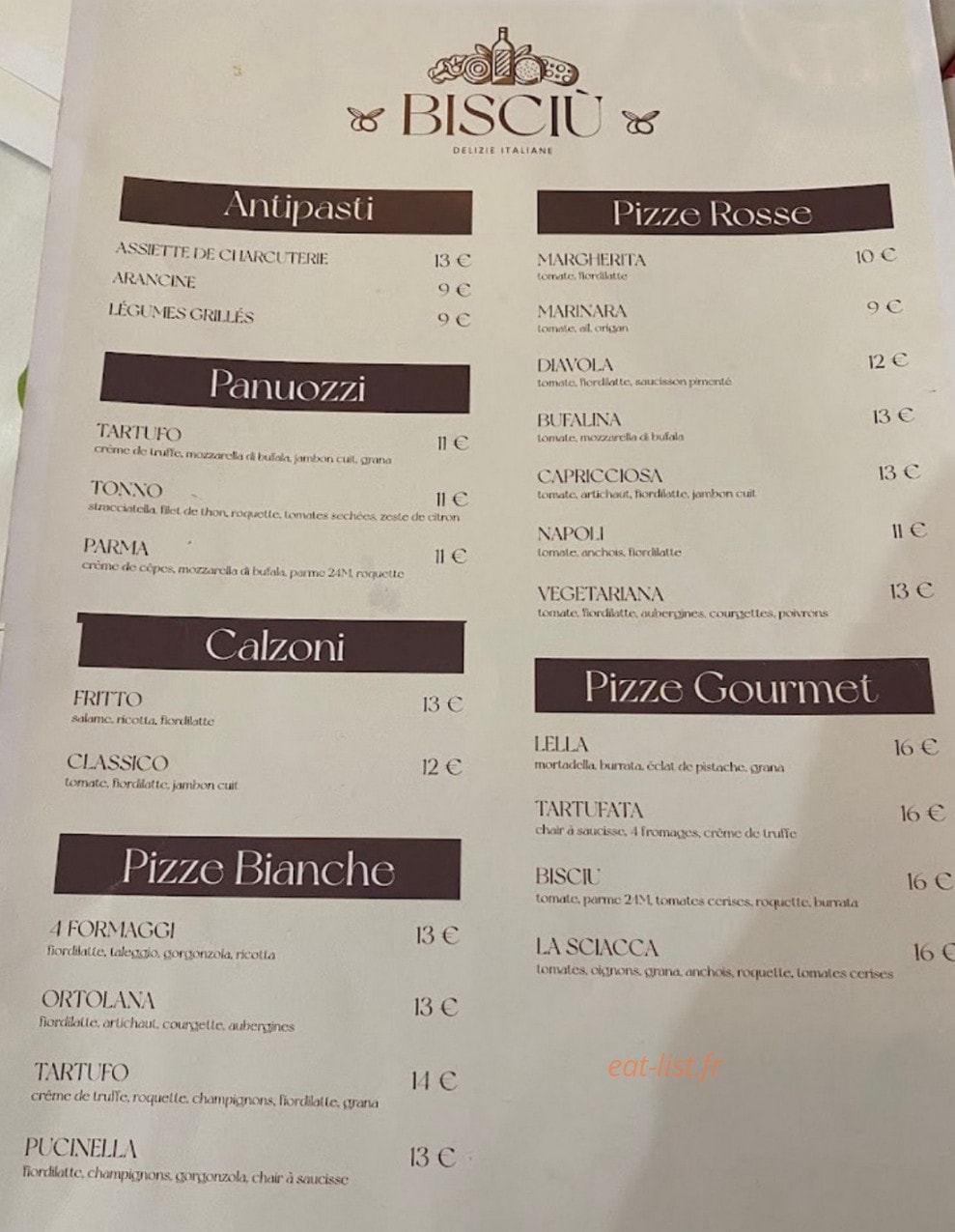 Bisciù — carte page 1
