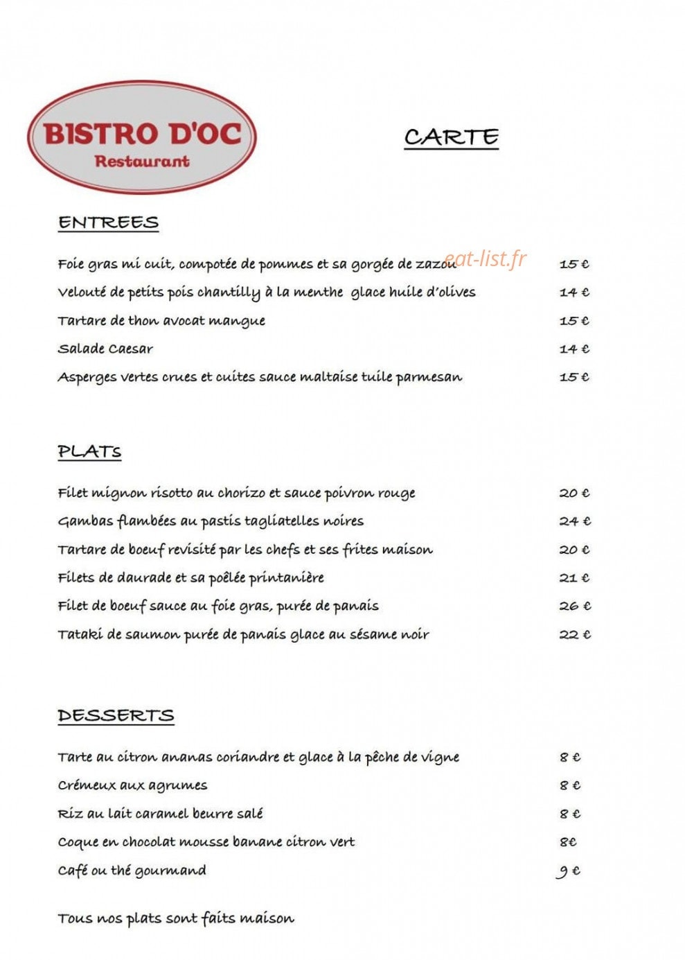 Bistro D'oc — carte page 2