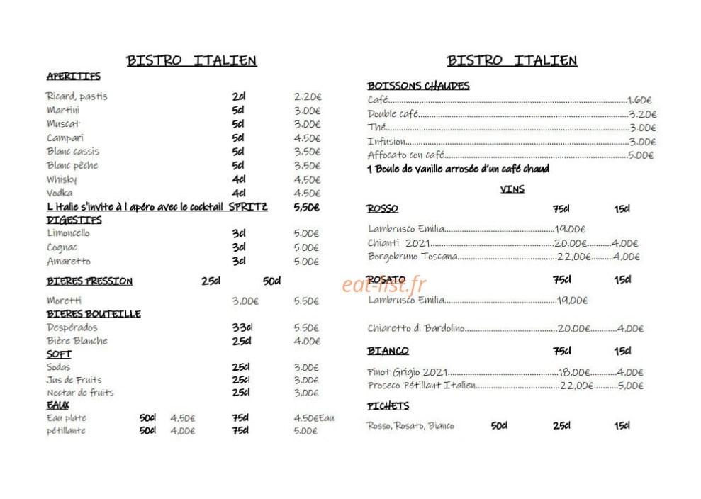Bistro Italien — carte page 3