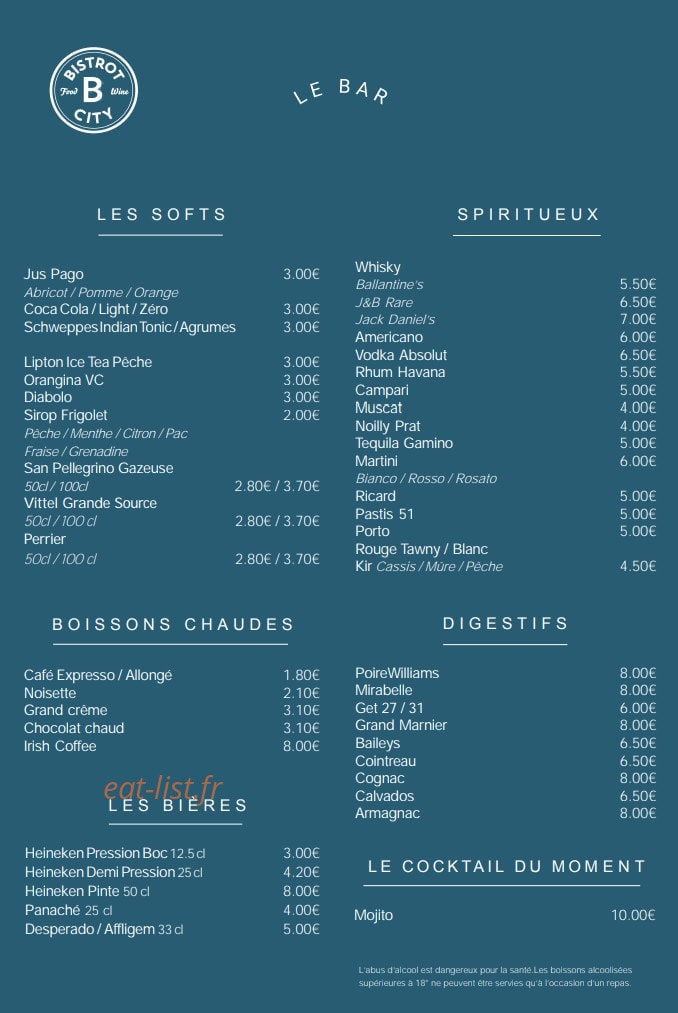 Bistrot City — carte page 4