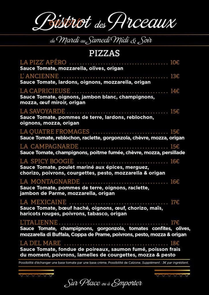 Bistrot des Arceaux — carte page 2