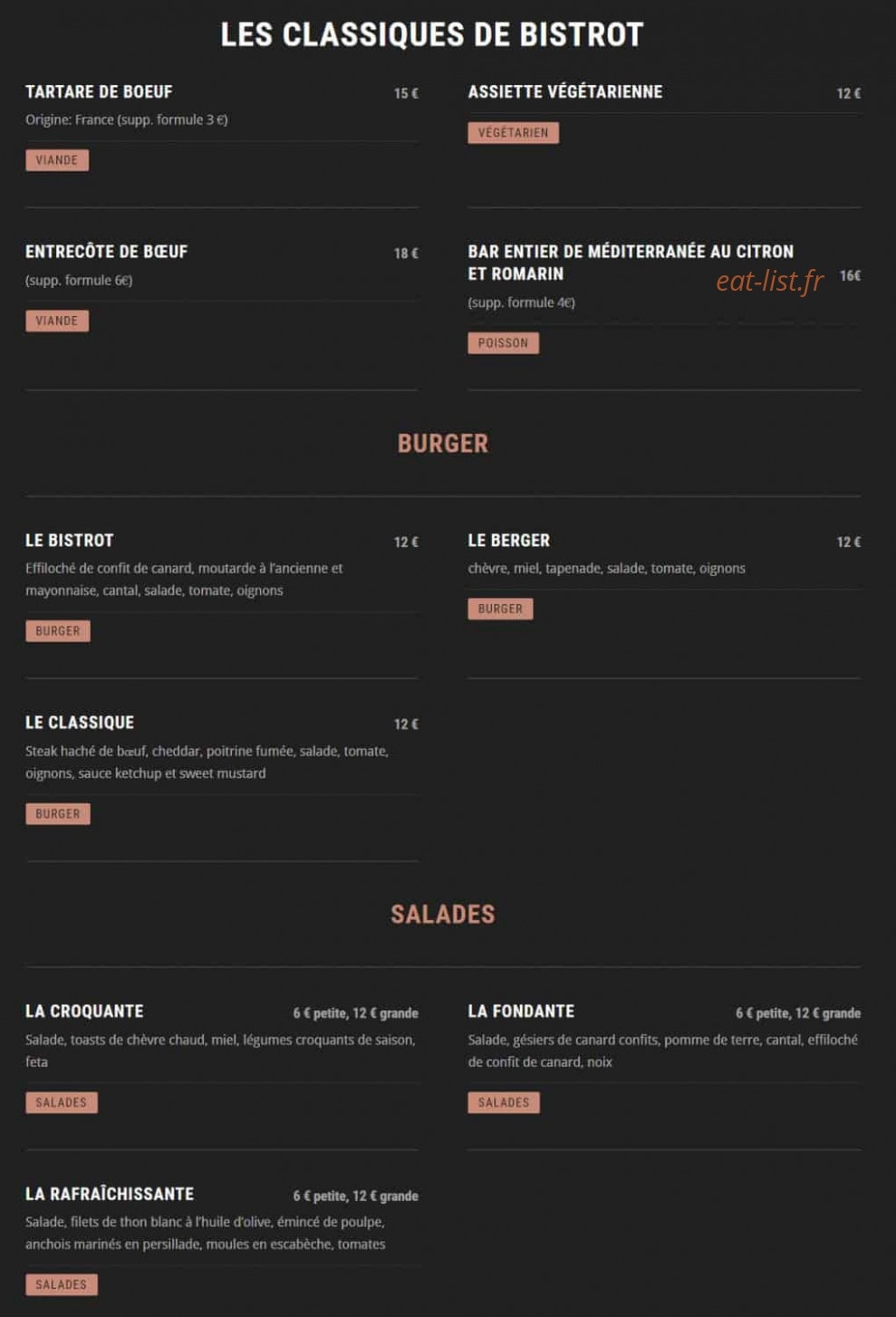 Bistrot Sainte Anne — carte page 2