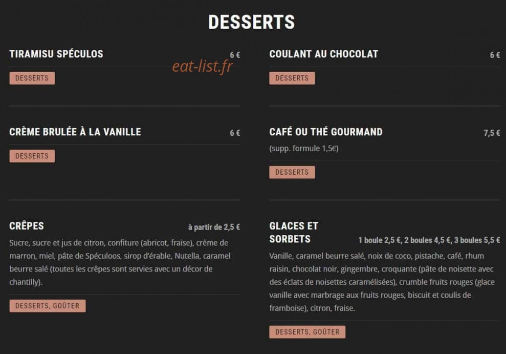 Bistrot Sainte Anne — carte page 3