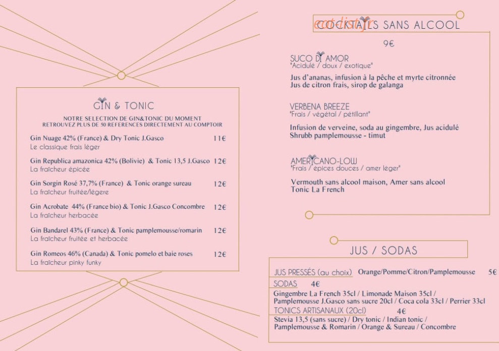 Bonsoir Cocktail Bar — carte page 2