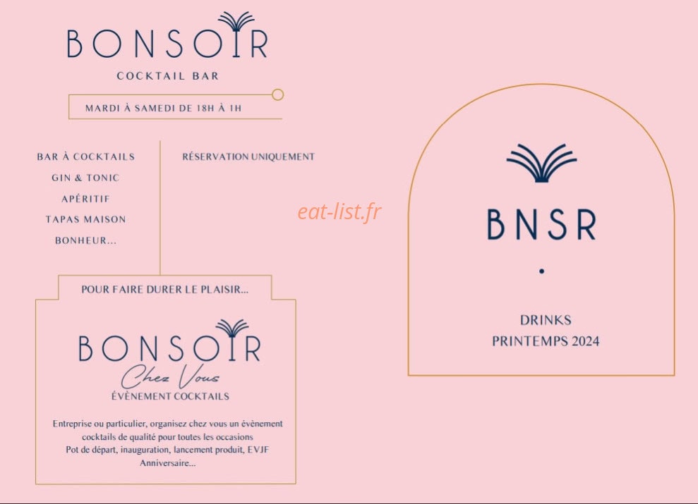 Bonsoir Cocktail Bar — carte page 1