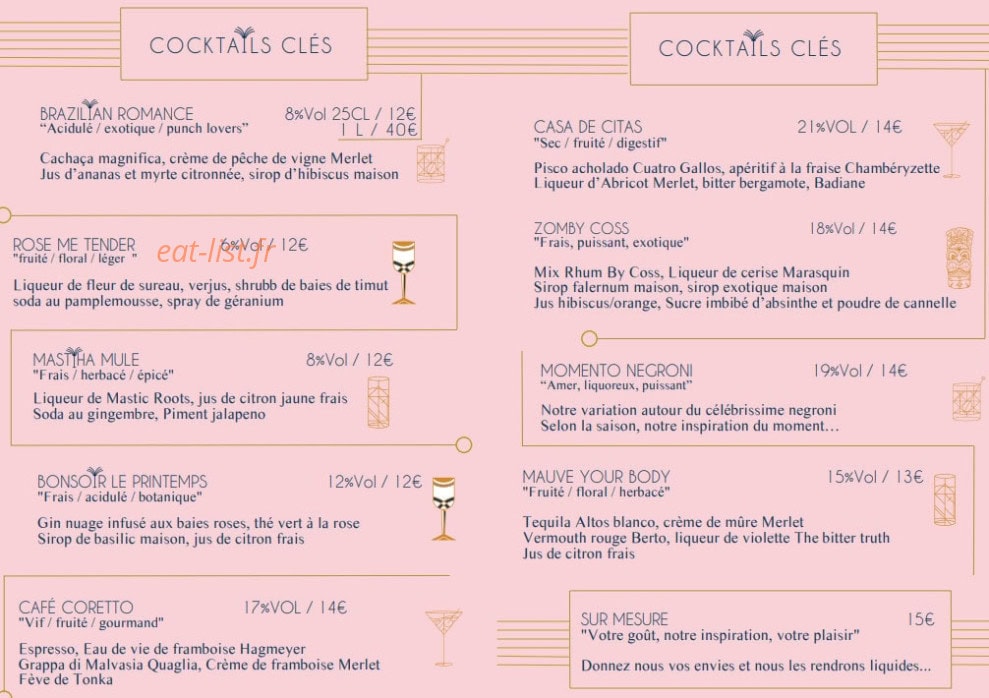 Bonsoir Cocktail Bar — carte page 3