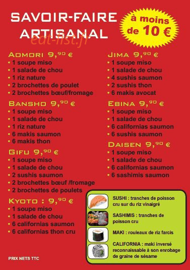 Bout Sushis — carte page 2