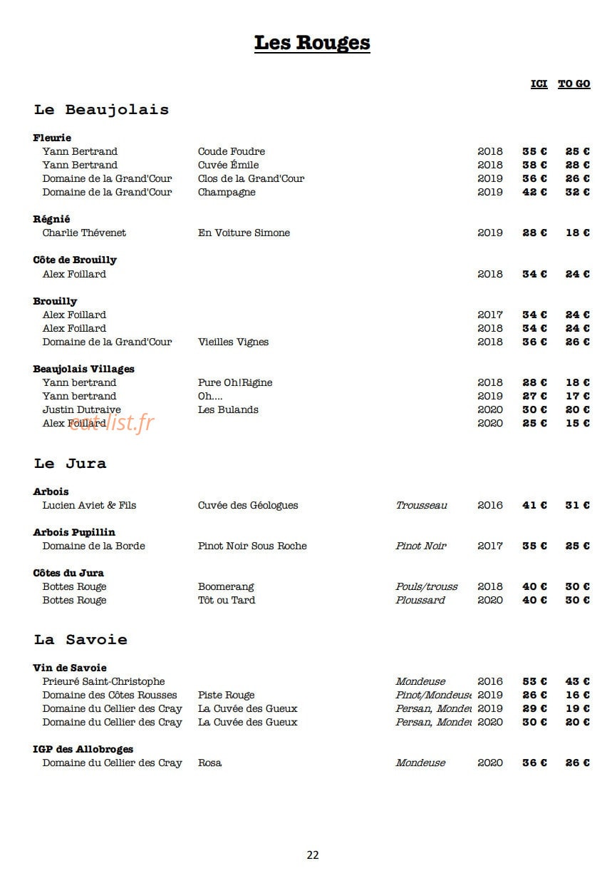 Braise — carte page 23