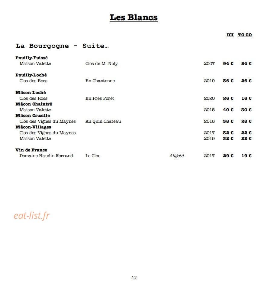 Braise — carte page 13