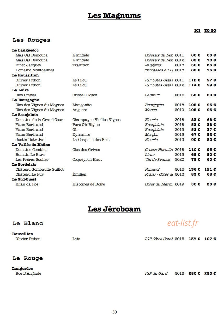 Braise — carte page 31