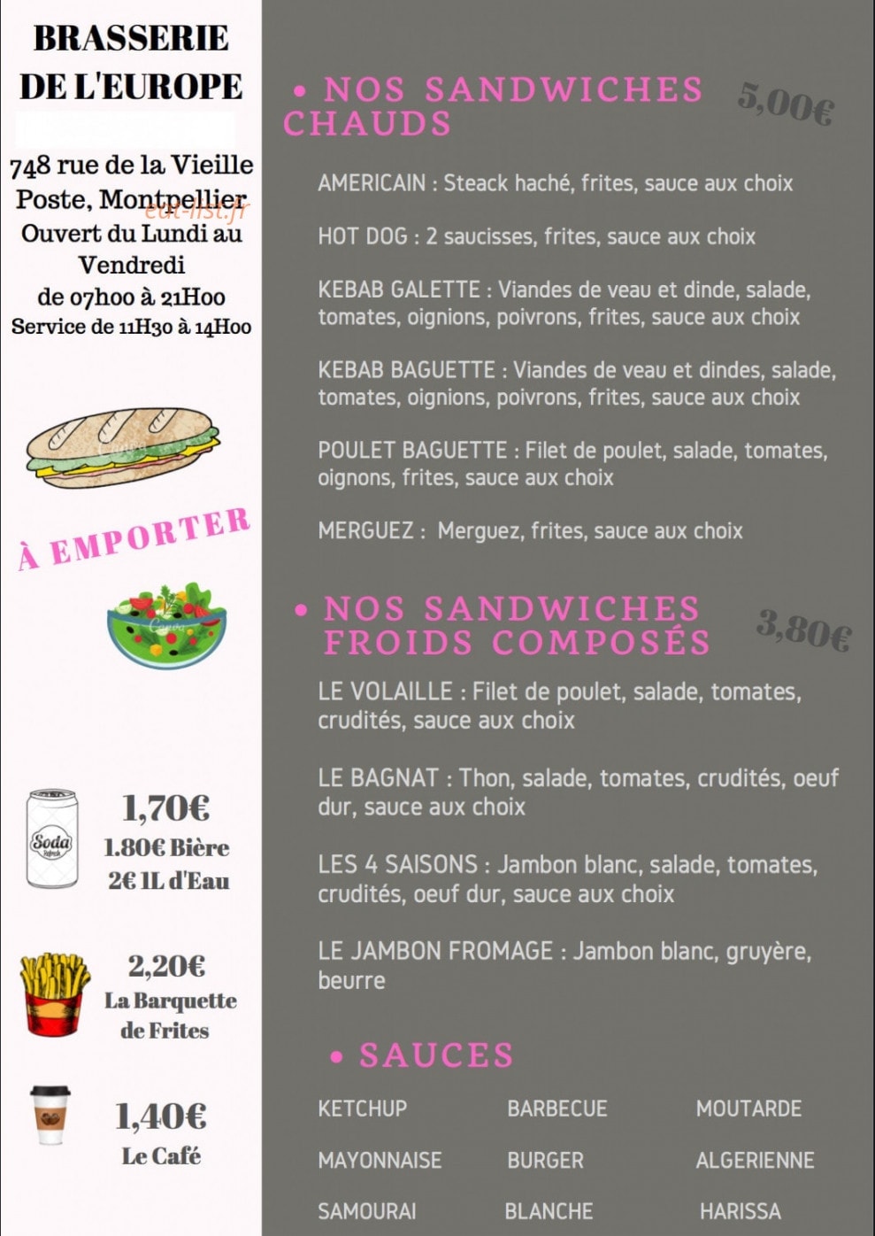 Brasserie de l' Europe — carte page 3