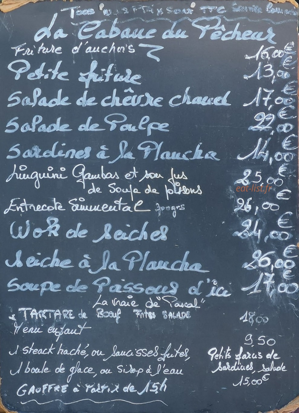 Brasserie des Finances — carte page 1