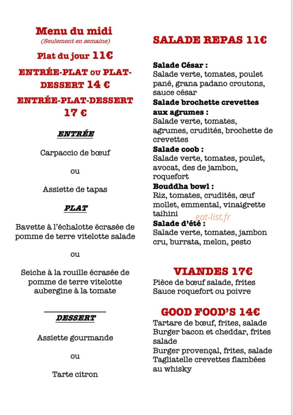Brasserie du Corum — carte page 1