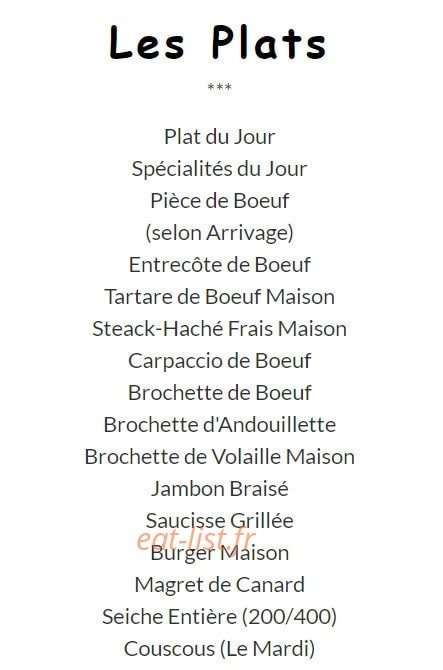 Brasserie du marché Gare — carte page 2
