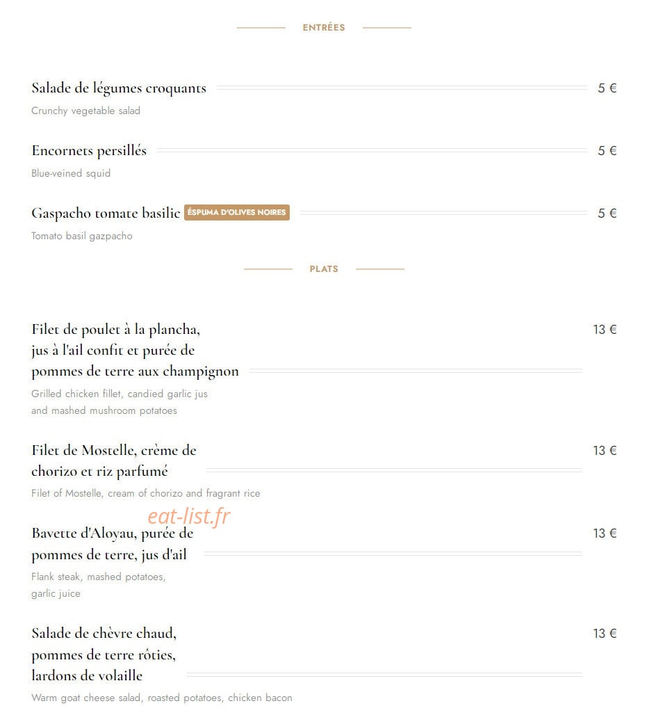 Brasserie Pompette — carte page 1