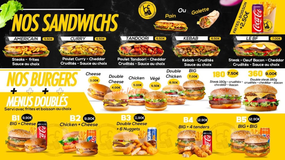 Break Food — carte page 1