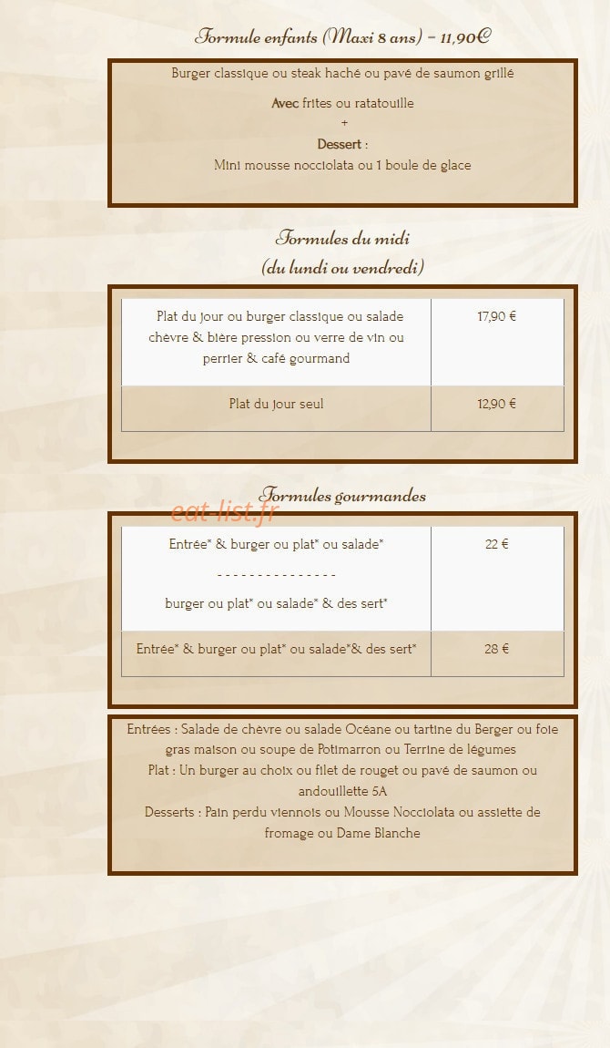 Burger et Ratatouille — carte page 3