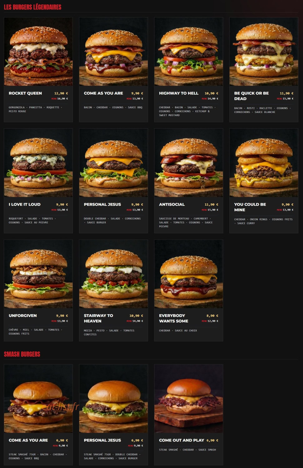 Burger' N'co — carte page 1