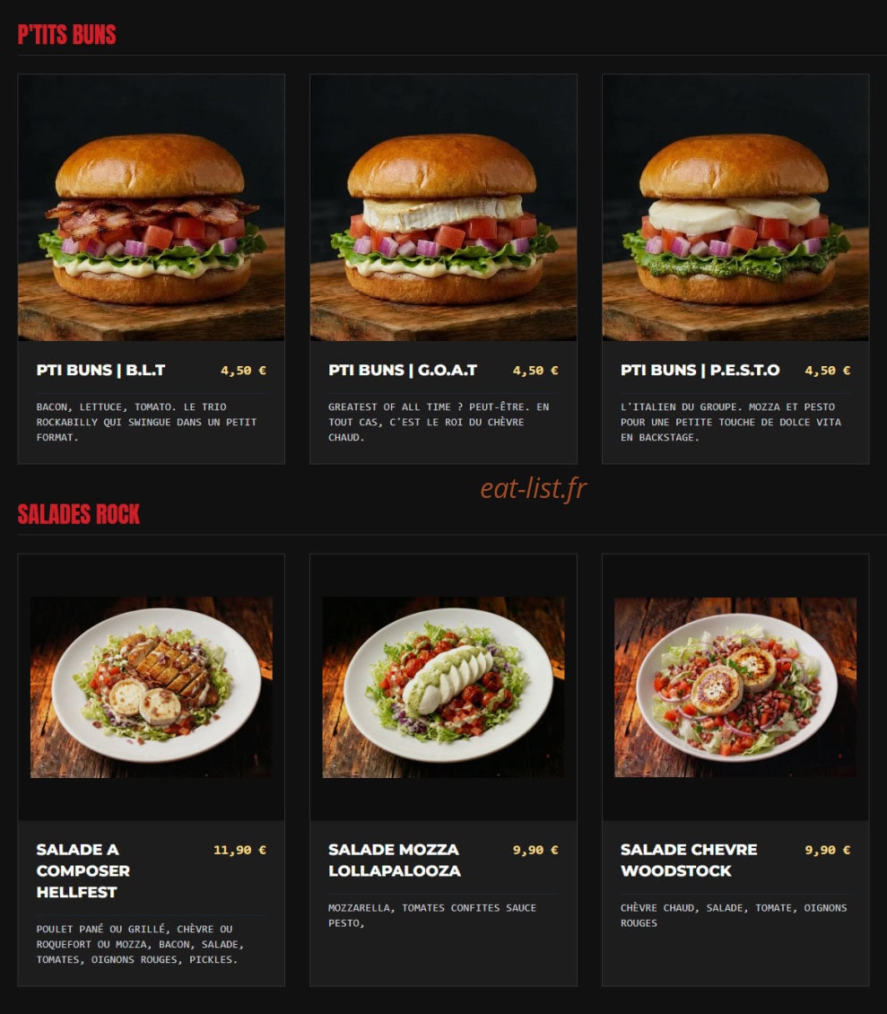 Burger' N'co — carte page 2