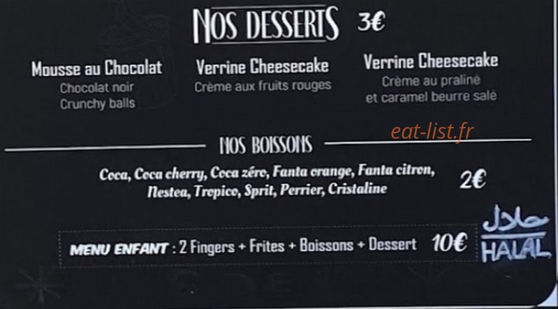 Burger shop — carte page 2