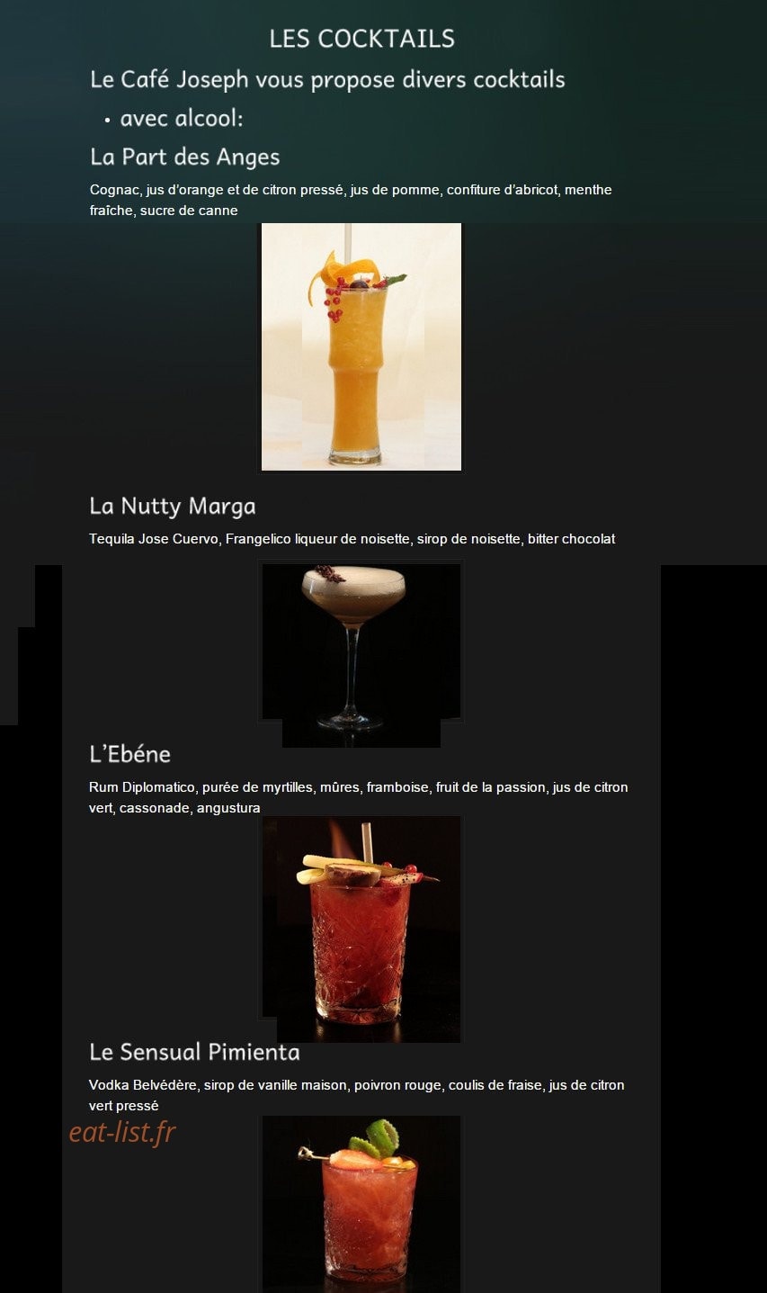 Café Joseph — carte page 3