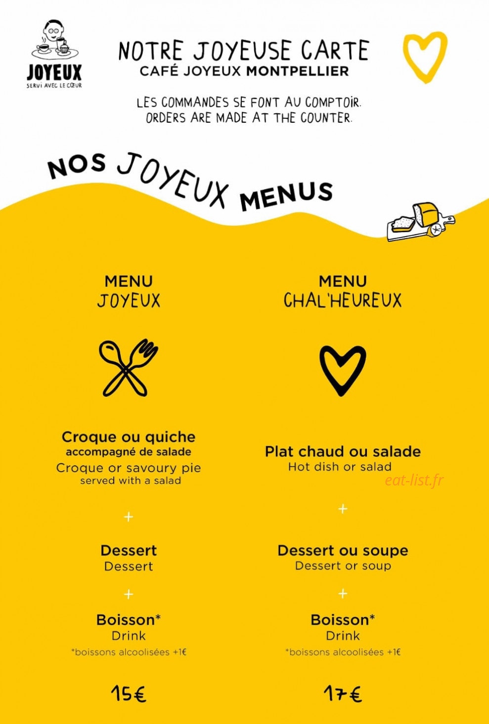 Café Joyeux — carte page 1