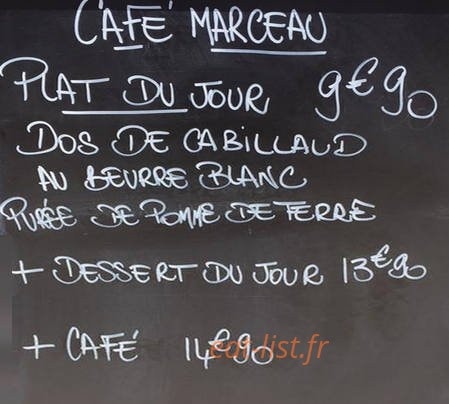 Café Marceau — carte page 1