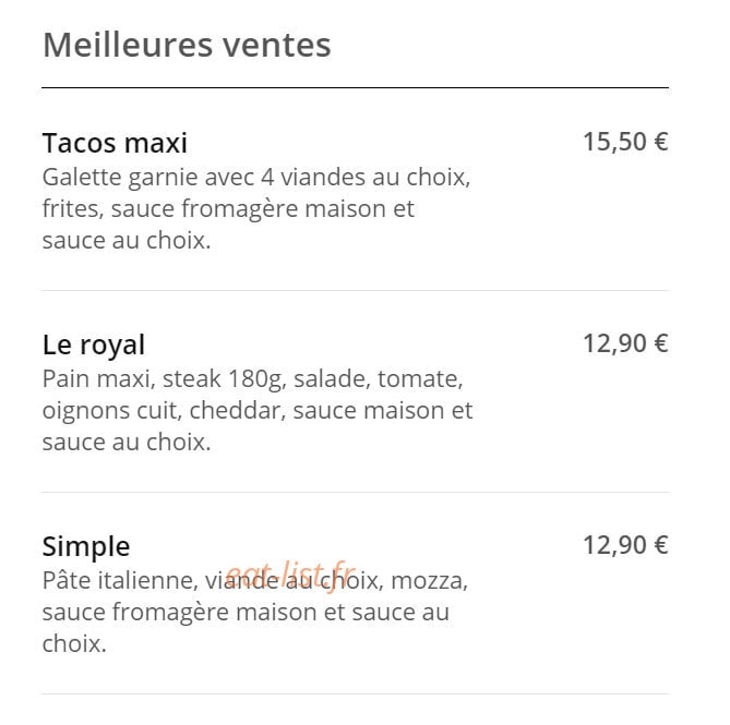 Calzone Tacos — carte page 1