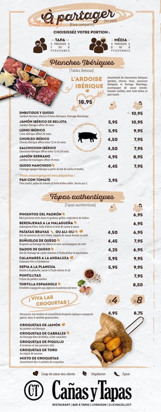 Cañas y Tapas — carte page 1
