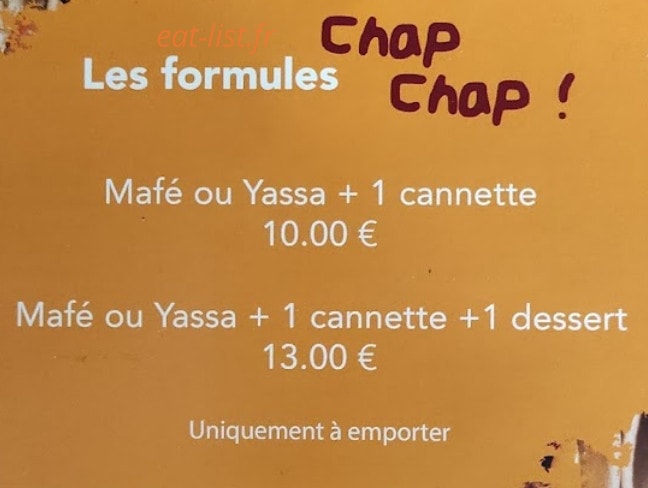Chap Chap Food — carte page 1