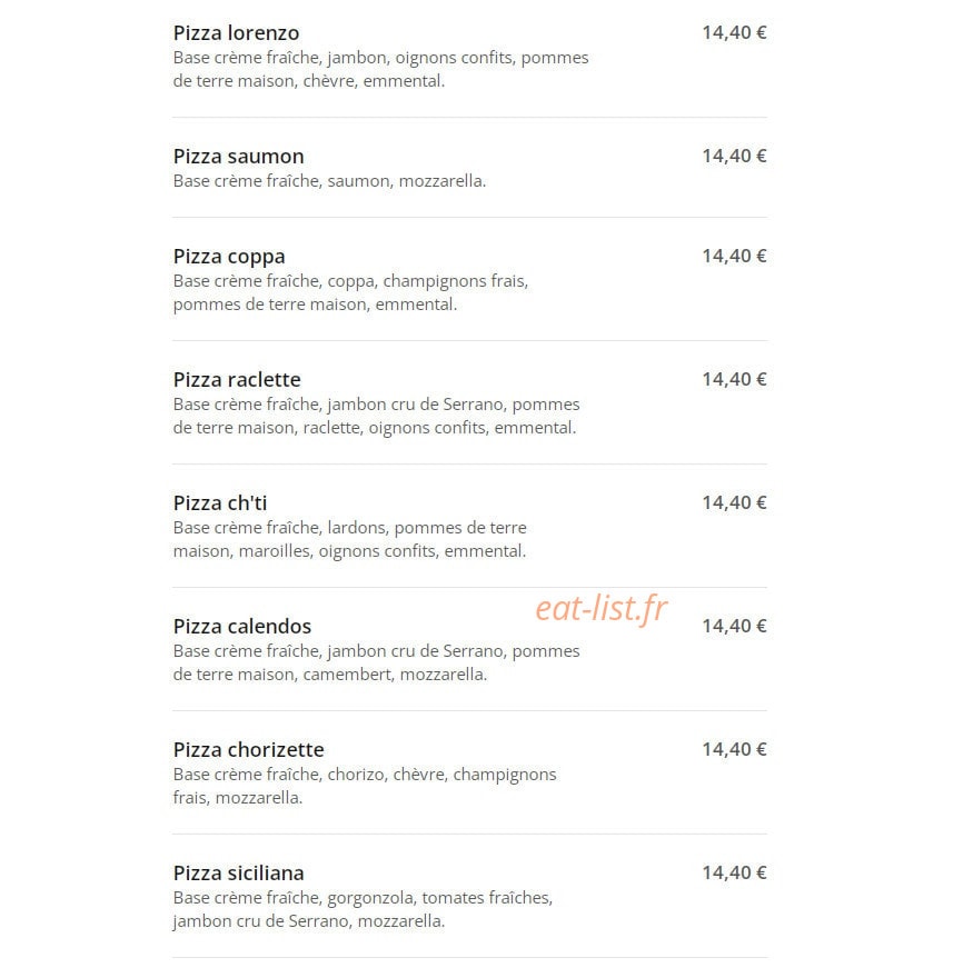 Cheezy pizza — carte page 4