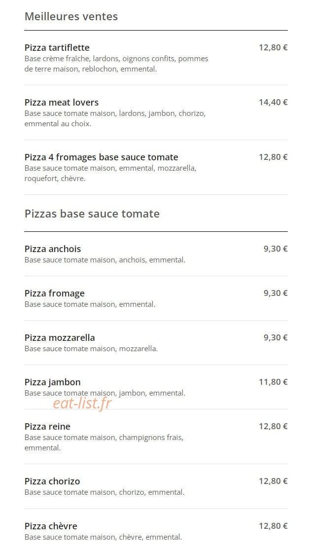 Cheezy pizza — carte page 1