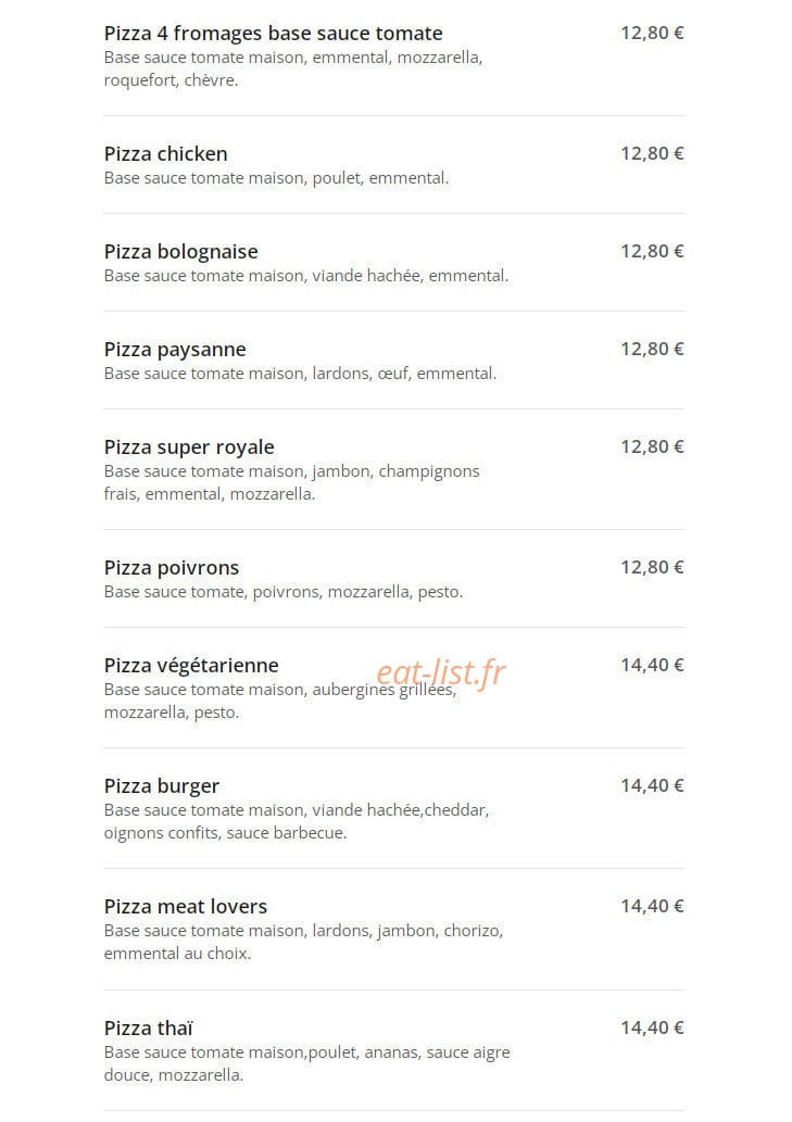 Cheezy pizza — carte page 2