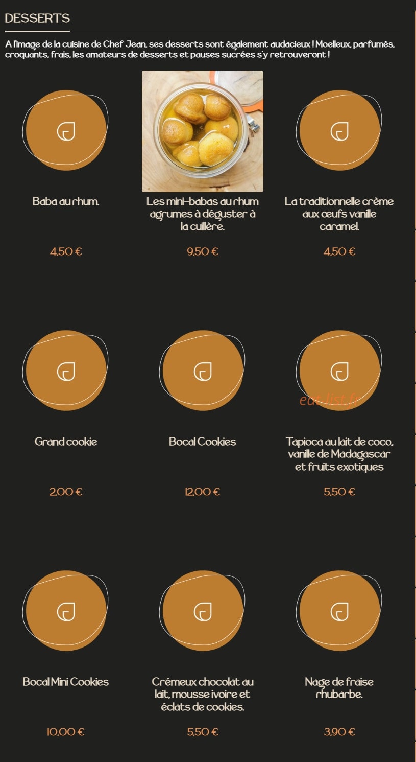 Chef Jean — carte page 4