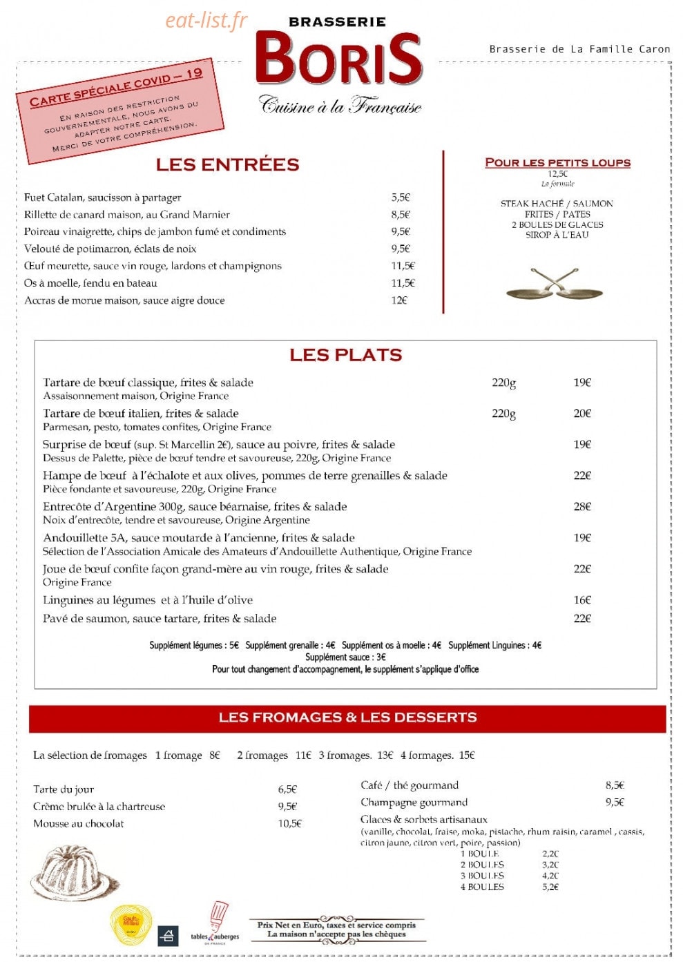 Chez Boris — carte page 1
