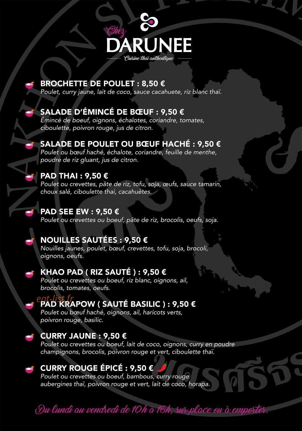 Chez Darunee — carte page 1