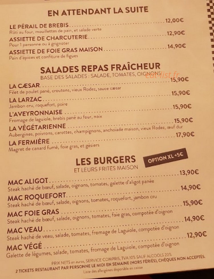 Chez Felix — carte page 1