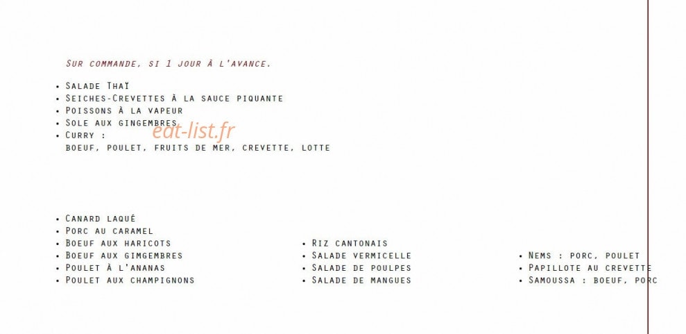 Chez Huot — carte page 1