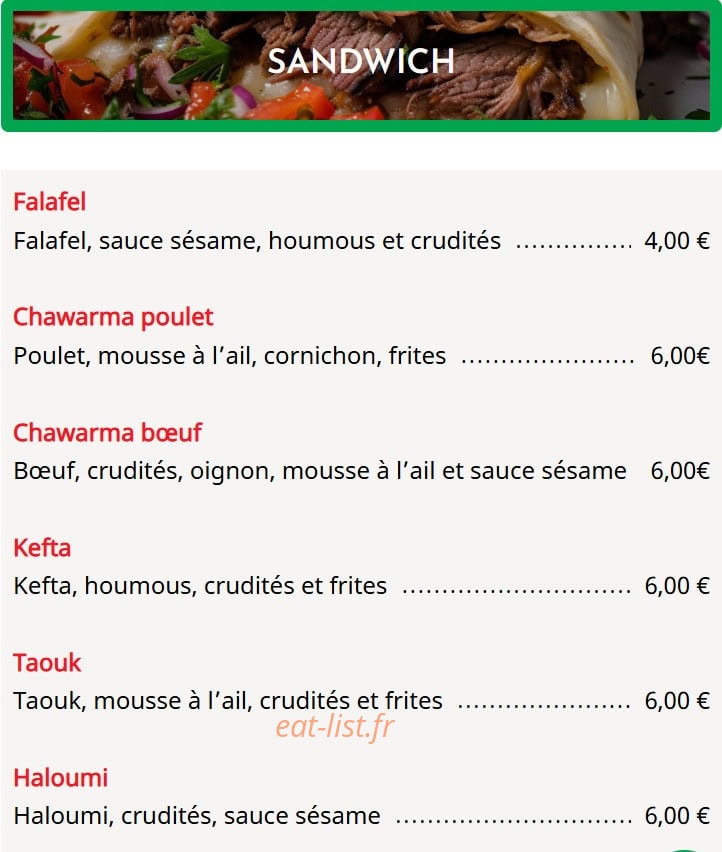 Chez Le Libanais — carte page 7