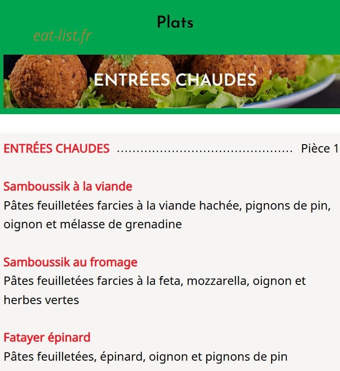 Chez Le Libanais — carte page 1