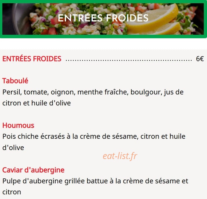 Chez Le Libanais — carte page 3