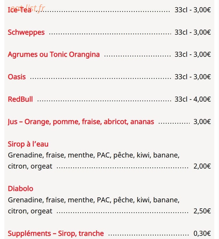 Chez Le Libanais — carte page 13