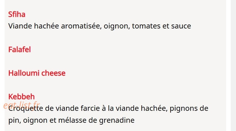 Chez Le Libanais — carte page 2