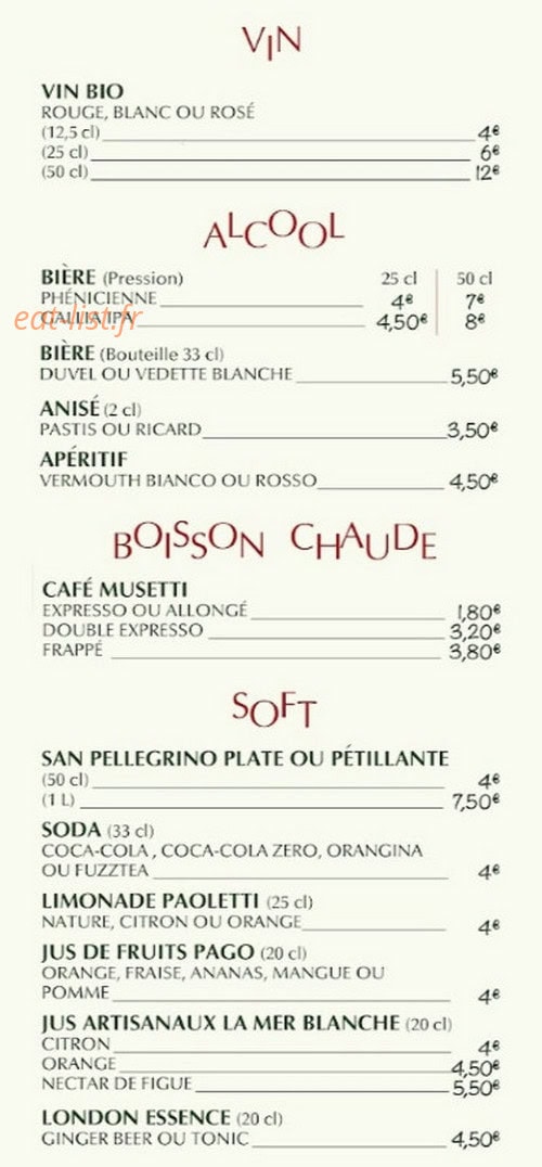Chez Mimosa — carte page 3