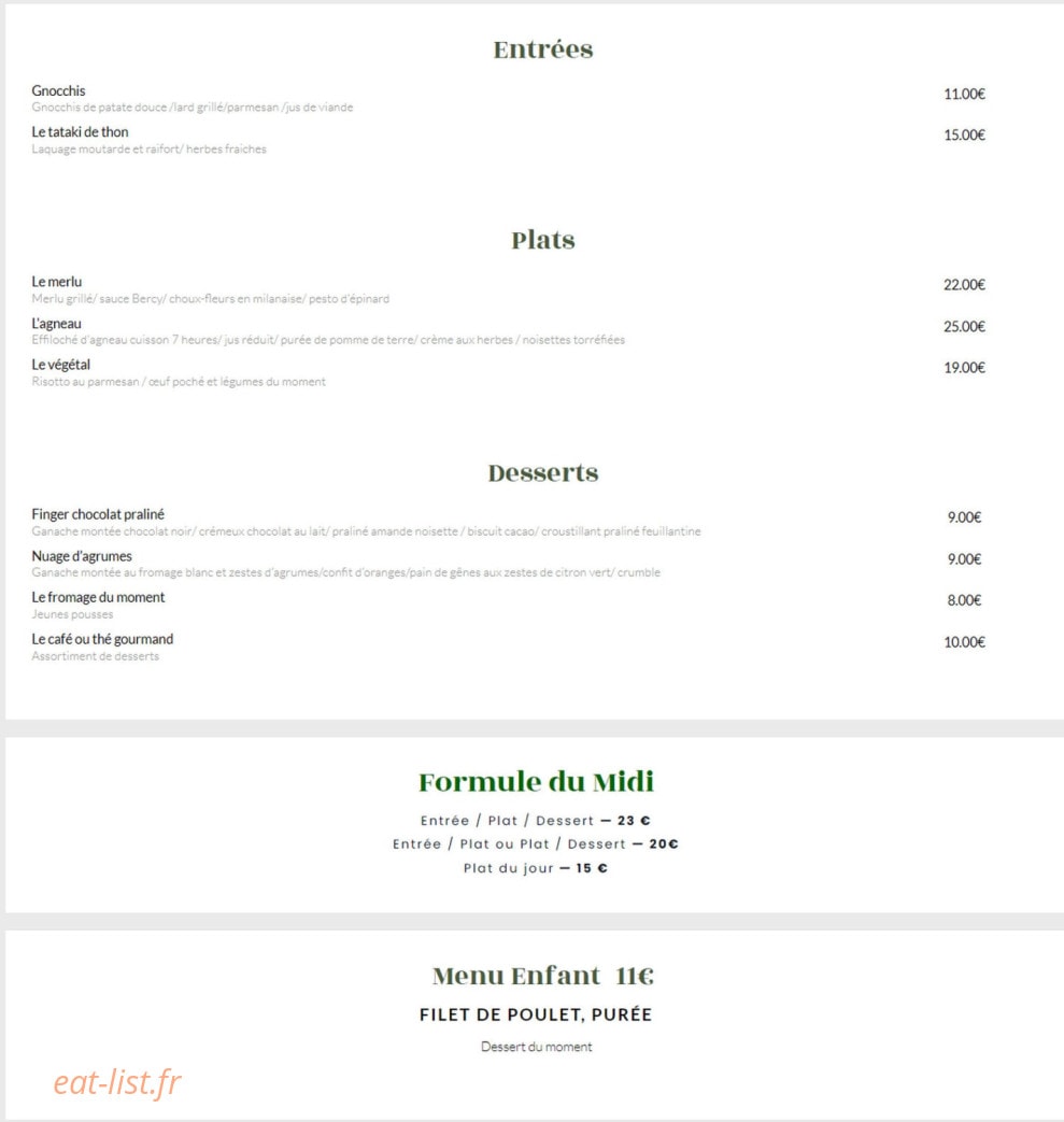 Chez Oscar — carte page 1