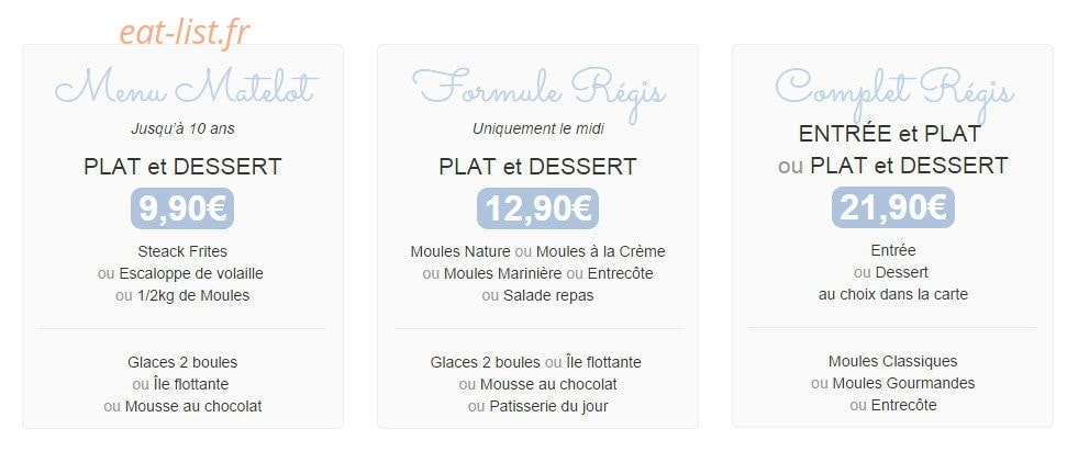 Chez Régis — carte page 1