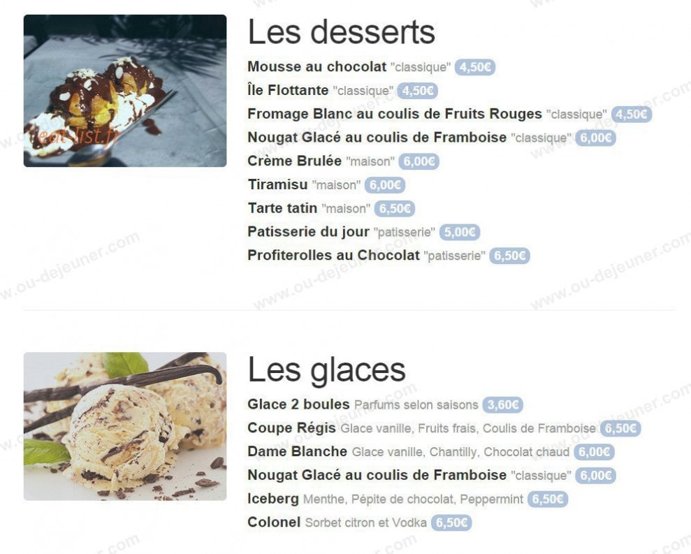 Chez Régis — carte page 5