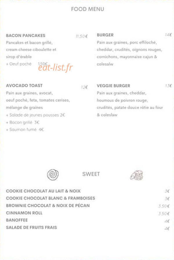 Coldrip food and coffee — carte page 1