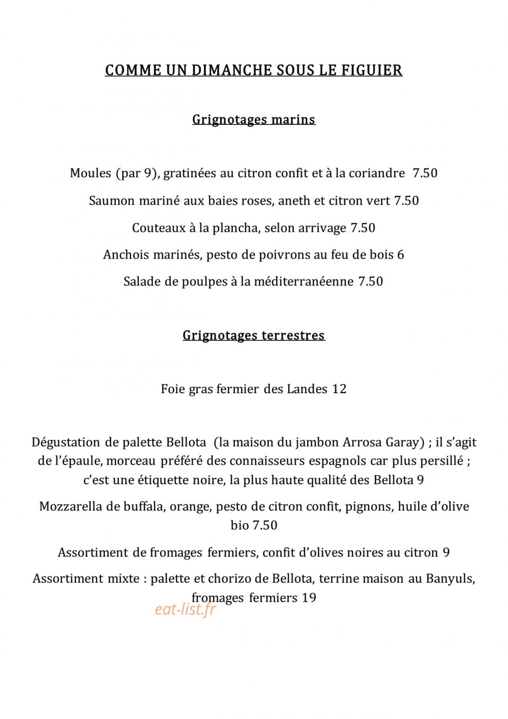 Comme un Dimanche Sous le Figuier — carte page 1