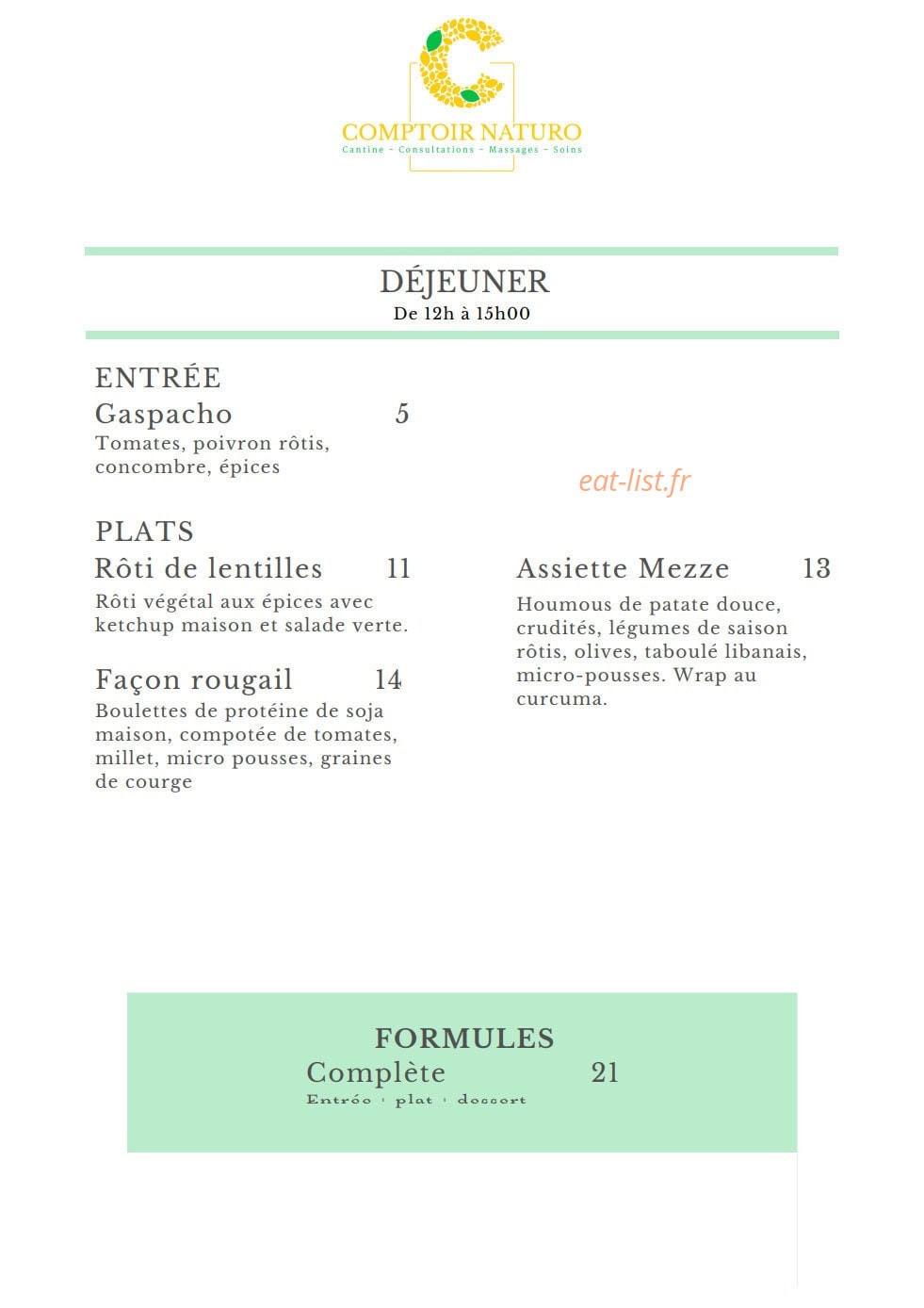 Comptoir Naturo — carte page 1